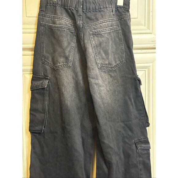 Zara Kids Relaxed Wide Leg Denim Multi Cargo Jeans Wash Black Size 11-12 - Picture 10 of 11